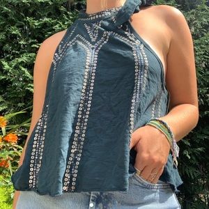 Free People green high neck tank tol